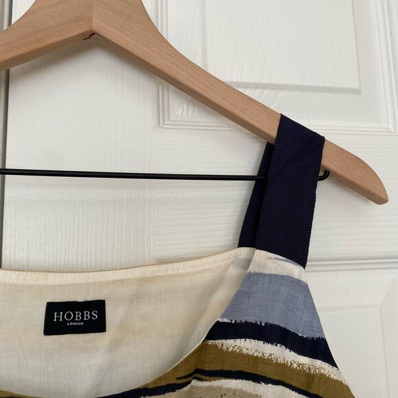 Hobbs London Women's Striped 100% Flax Maxi Sleeveless Dress Size Small Lagen - Picture 2 of 12
